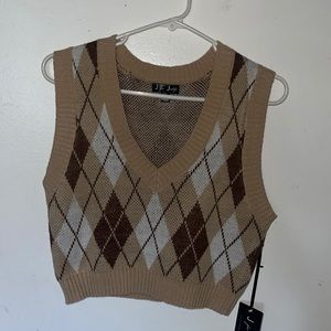 Pattern V Neck Sweater Vest